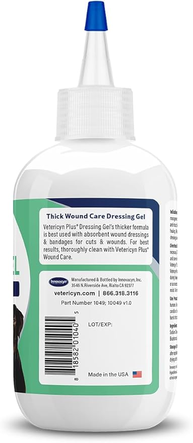 Vetericyn Plus Wound Dressing Gel for Animals| Thick Barrier Wound Care for Cats, Dogs, Horses, and Small Animals, Works on Wounds and Skin Irritations. 3 Ounces