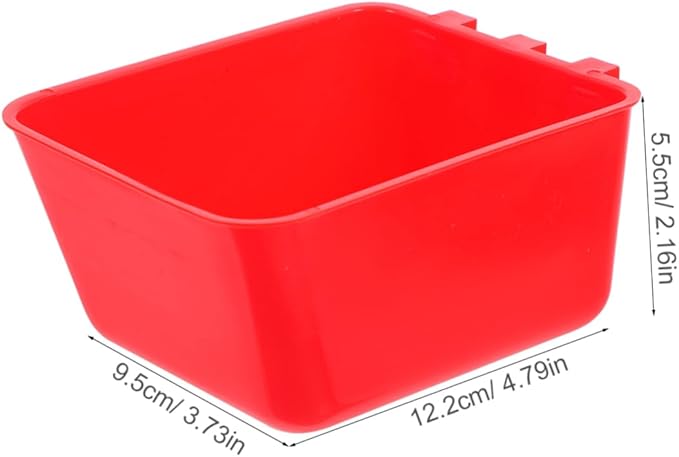 Kisangel 4pcs Hanging Chicken Feeder and Waterer Cup Durable Rabbit Food Bowl and Bird Cage Water Cup for Parrots Chickens and Pets Red