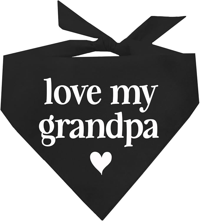 Love My Grandpa Father's Day, Valentine's Day Dog Bandana (426 Black, One Size)
