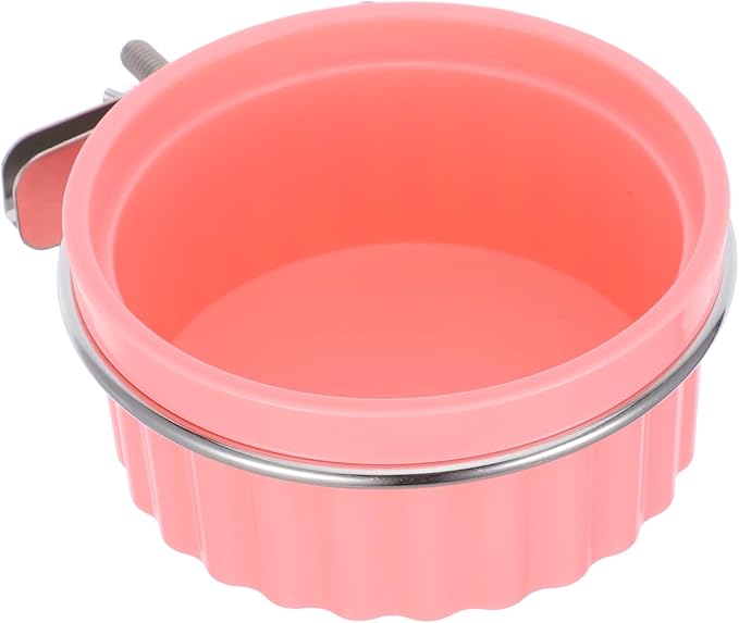 Toyvian Stainless Steel Parrot Food Bowl Hanging Feeder Dish for Small Pets Cats Dogs Birds Easy to Clean Nonslip Design Bird Cage Accessory