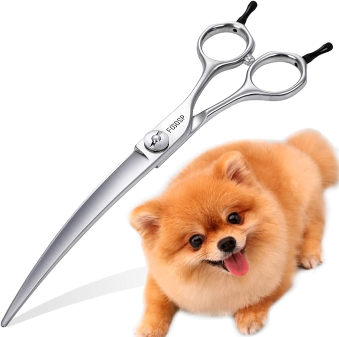 38 Degree Curved Scissors for Dog Grooming 6.5” Japan VG10 Alloy Steel Extreme Downward Professional Curved Grooming Shears for Face Right Handed(6.5 inch)