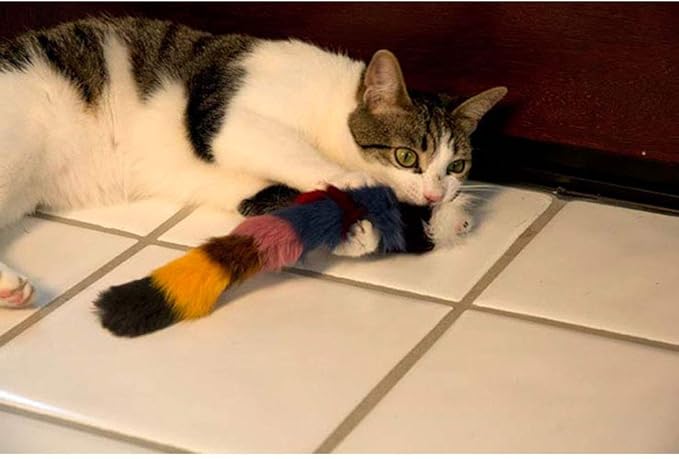 Iconic Pet Set of 6 Fur Weasel Cat Toys with Squeaker for Pets, Best Pet Play Toy for Dogs and Cats, Fun Cat Toys, Dog Toys to Beat Boredom and Satisfy Hunting Instincts