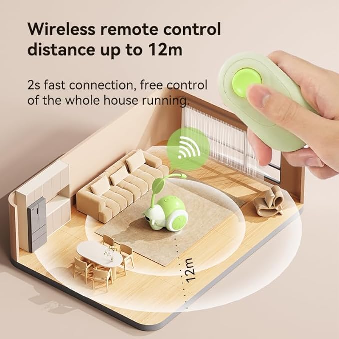 Pawingcat Cat Toys for Bored Indoor Adult Cats,Remote Control Cat Toy with 4 Directions,LED Lights Interactive Remote Control Dog Toy (Green)
