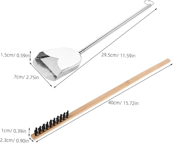 Mikikit 2pcs Effortless Bird Cage Cleaning Set Includes Brush Scoop Stainless Steel Construction Ergonomic Handle
