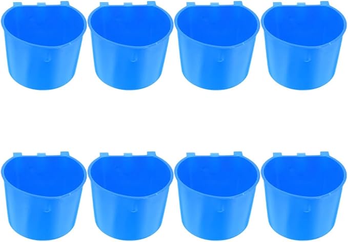 8pcs Hanging Bird Cage Feeder Bowls, Thickened Plastic Water and Food Cups 8.3x8.3x6cm for Rabbits, Small Pets, Poultry Feeding in Cages
