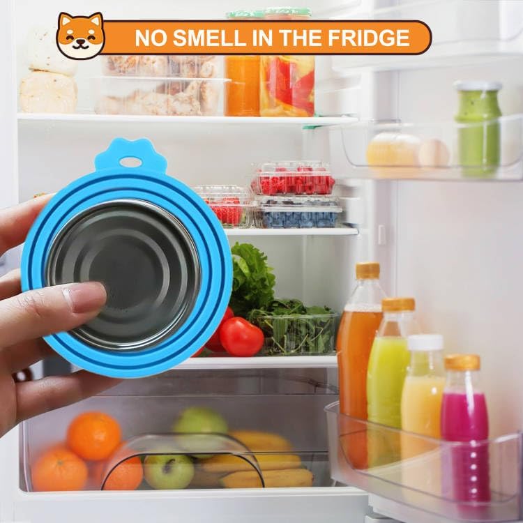 2 Pack Silicone Pet Food Can Lids, Black/Blue, BPA Free, Food Safe, Universal, Pull On, Round, 2 Pieces, Perfect for Most Families with Pets at Home