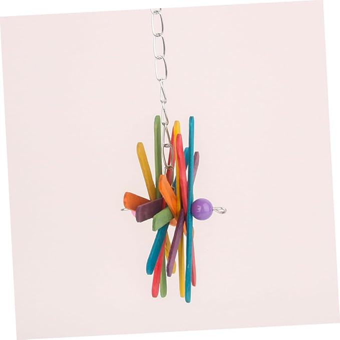 Abaodam 2pcs Parrot Bite Hanging Colorful Block Chew Strings Sturdy Bird for Cage Accessories Suitable for Parrots and Small Birds