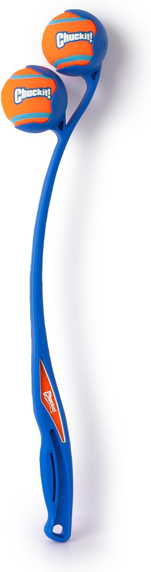 Chuckit! The Duo 22M Double Launcher Dog Toy, 22" Length, Includes 2 Medium Tennis Balls (2.5") Size Medium for Breeds 20-60lbs, for Multi-Dog and Pack Play, Launches Two Balls at Once