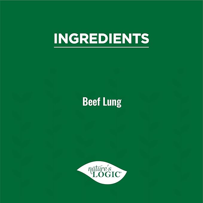 NATURE'S LOGIC Beef Lung Dog & Cat Treats - 100% Natural Midwest USDA Beef Source - Roasted Treats for Dogs and Cats - No Synthetics - 78% Protein - Beef Lung Treat, 1lb