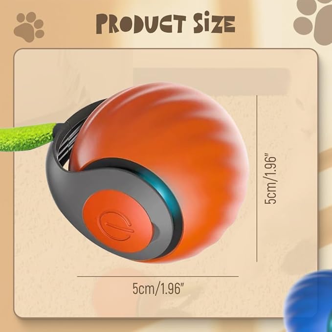 2025 New Speedy Toy Cat Toy, Interactive Cat Toys Ball for Indoor Two Speed Adjustment with Replacement Tail, USB Rechargeable Smart Cat Toys Ball Smart Automatic Rolling Pet Ball (Orange)