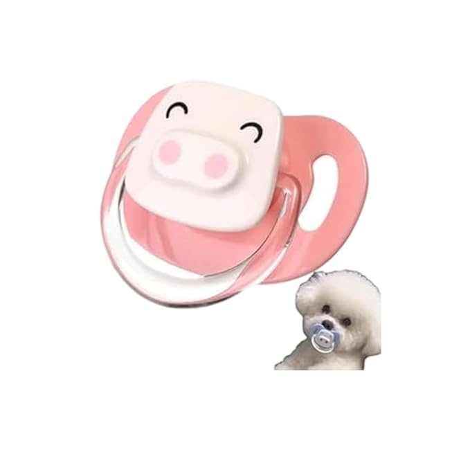 Pet Silicone Calming Pacifier, Dog Pacifiers for Small Dogs, Kitten Pacifiers, Puppy Teething Toys and Cat Chew Toys, Essential Pet Supplies, Puppy Essentials and Kitten Supplies (Pink Pig)