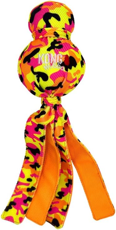 KONG Wubba Ballistic High-Viz Bright Colors High Visibility Squeaky Dog Toy, Large