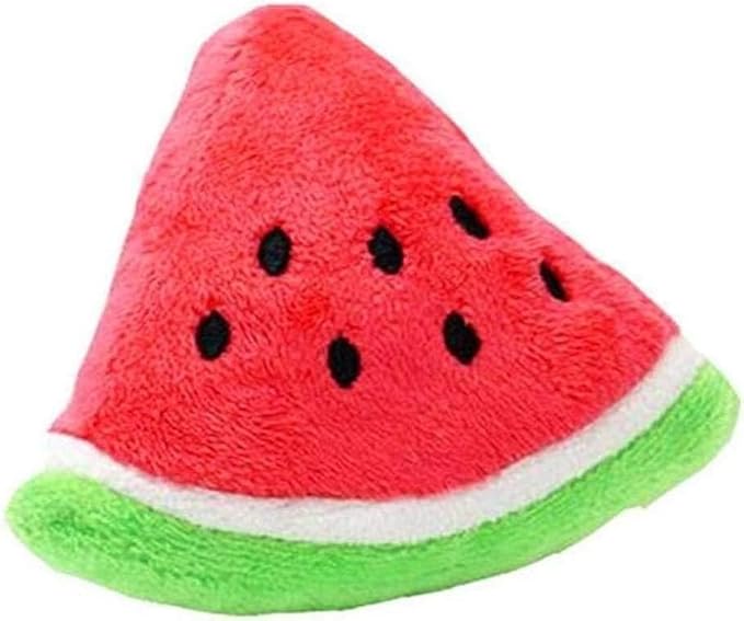 1Pc Watermelon Pet Toy Chew Squeaker Squeaky Plush Cotton Triangle Ball Watermelon Sound Toys Puppies Small Dogs Useful and Deft, Dog Squeak Toys, Tiny Puppy Toys(Red)