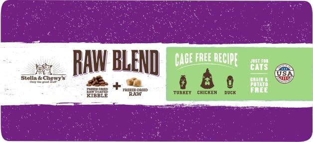 Stella & Chewy's Raw Blend Premium Kibble Cat Food – Grain Free, Protein Rich Meals – Cage-Free Poultry Recipe – 5 lb. Bag (Pack of 2)