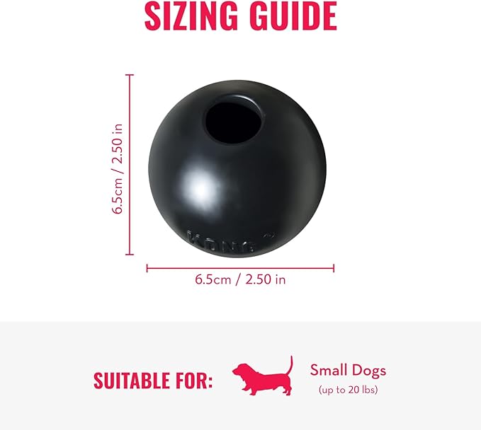 KONG Extreme Ball with Hole - Fetch Toy - Durable Dog Toy for Training, Interactive Playtime & More - Natural KONG Extreme Rubber Ball - Black - For Small Dogs