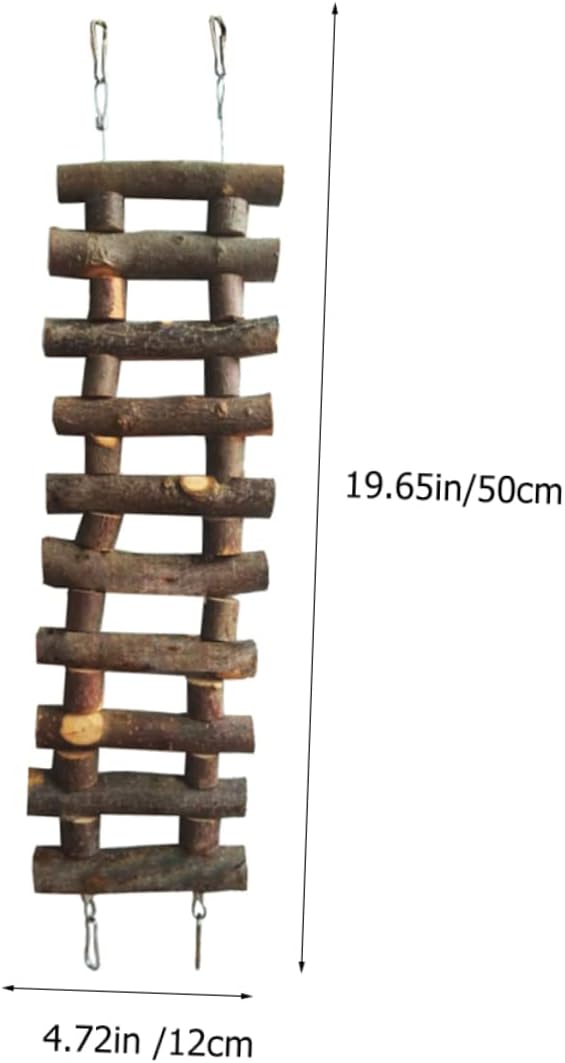 BESPORTBLE Hamster Wooden Ladder for Parakeets Natural Climbing Toy for Birds Pet Bird Cage Accessories Hook for Exercise and Play Stimulates Motor Skills and Keeps Pets Active