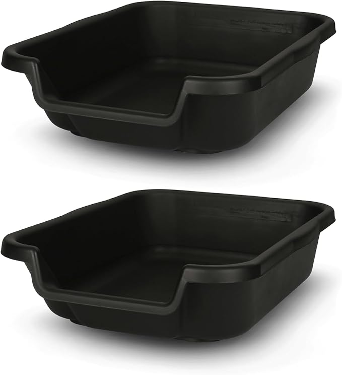 Dog Litter Box, Black Color, Small Size, Durable & Pet Safe Puppy Litter Box, Indoor Open Top Entry Dog Litter Pan, Comfortable for Dogs, Great for Small Dogs up to 6 lbs (2 Pack)