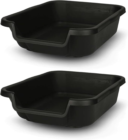 Dog Litter Box, Black Color, Small Size, Durable & Pet Safe Puppy Litter Box, Indoor Open Top Entry Dog Litter Pan, Comfortable for Dogs, Great for Small Dogs up to 6 lbs (2 Pack)