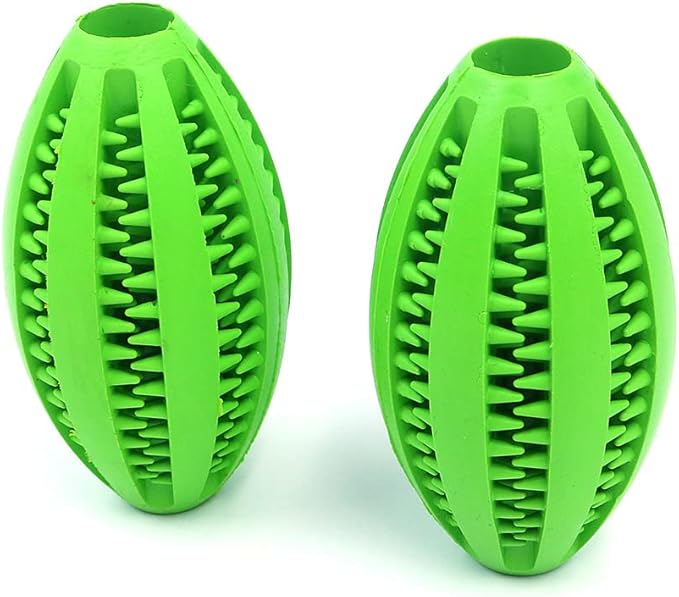 Alnicov 2pcs Dog Toy BallNontoxic Bite Resistant Toy Ball for Pet Dogs Puppy Cat,Dog Pet Food Treat Feeder Chew Tooth Cleaning Ball (Green)