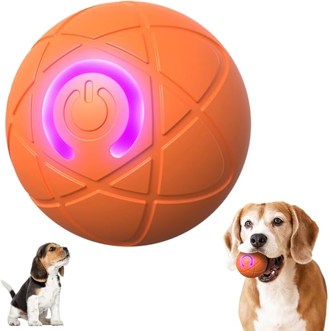 Interactive Dog Toys for Small Dogs, 2026 New Dog Balls Automatic Rolling Ball for Puppy Small Medium Dog and Cat, Self Moving Jumping Bouncing and Rotating Pets Toy to Keep Them Busy (Orange)