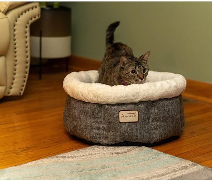 Armarkat Cozy Cat Bed in Beige and Gray C105HHS/MB