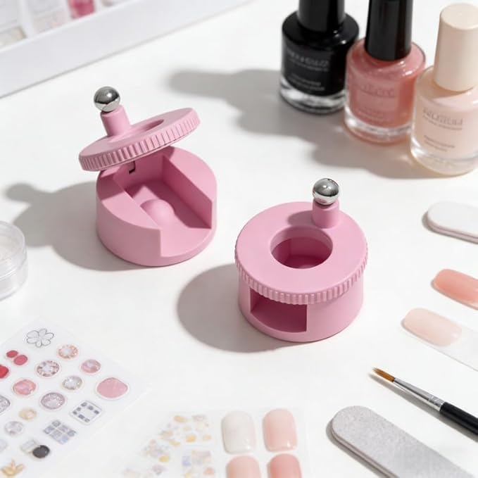 2026 New Rotating Cat Eye Magnet, Automatic Glass Bead Suction Of Cat Eye Nail, Beginner Friendly Nail Tool, Uniform Magnetic Force and Excellent Light Absorption, Creating Wide Cat Eye Effect (Pink)