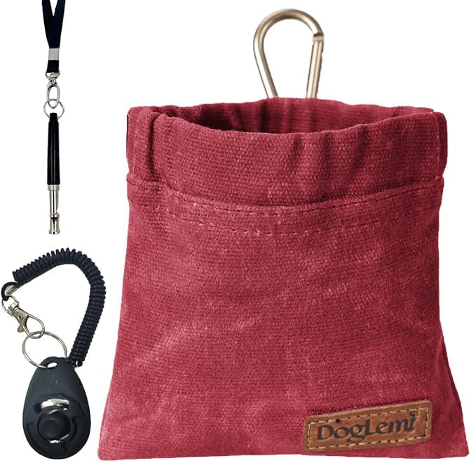 Dog Training Kit,Puppy Dog Treat Pouch Bag with Dog Clicker and Silent Whistle with Lanyard,Hands-Free Training Dog Treat Pouch,Includes Carabiner,for Pet Puppy Travel or Outdoor Use(Green)