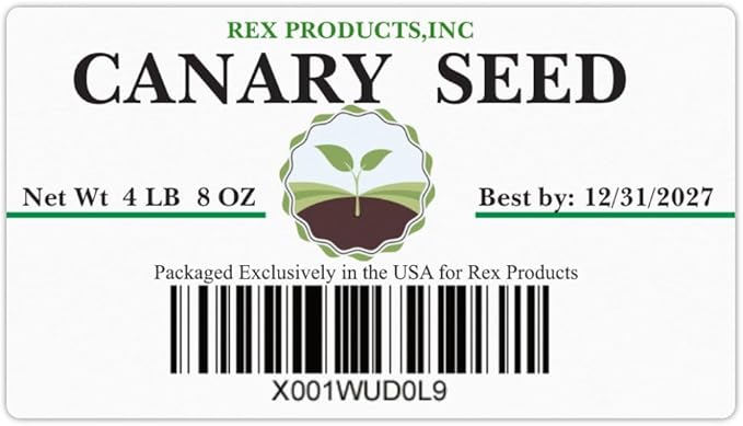 Rex Products,INC Canary Seed 4.5LB/ Plain 100% Doble Cleaned/Bird Food Ideal for Canaries, Finches, Parakeets, Conures, and Budgies