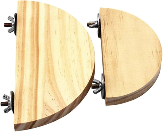 2 Pcs Parrot Wood Semicircle Stands for Small Animals Hamster Platform Jumping Board Sturdy PET Bird Cage Accessories