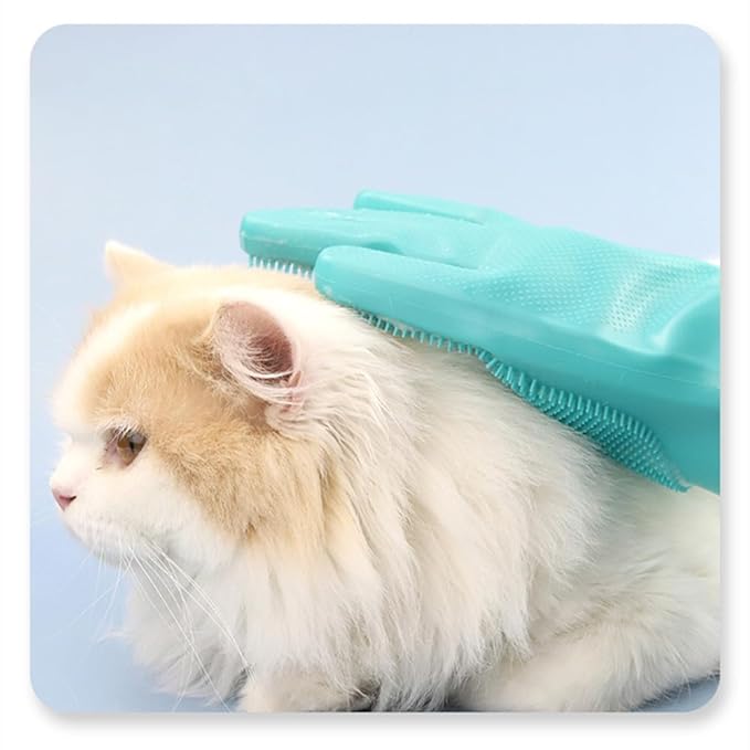 Pet Grooming Gloves Silicone Gloves with High-Density Teeth Enhanced Five Finger Design for Dogs Cats Bathing Massaging (Purple)