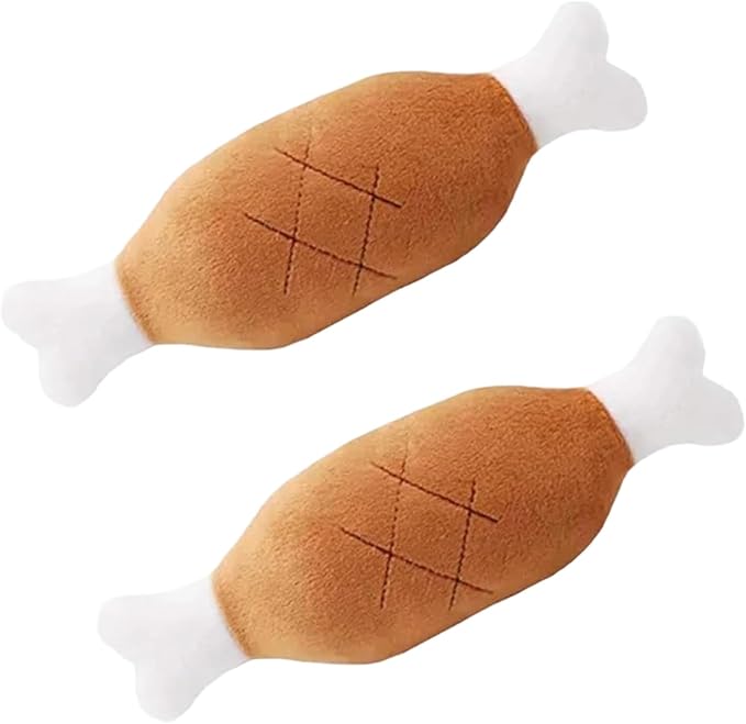 2Pcs Brown Chicken Leg Plush Toy,Creative Pet Chew Toys,Interactive Sound Toys,pet Squeaker Toy,Chicken Legs Bone Pet Funny for Dogs and Cats,Squeak Toys,Perfect for Pet’s Teeth Supplies