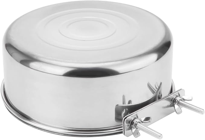 Wontee Pet Food Water Bowl with Clamp Holder Stainless Steel Feeding Cups Feeder for Dog Bird Parrot Cat Rabbit, 2 Packs (XL)
