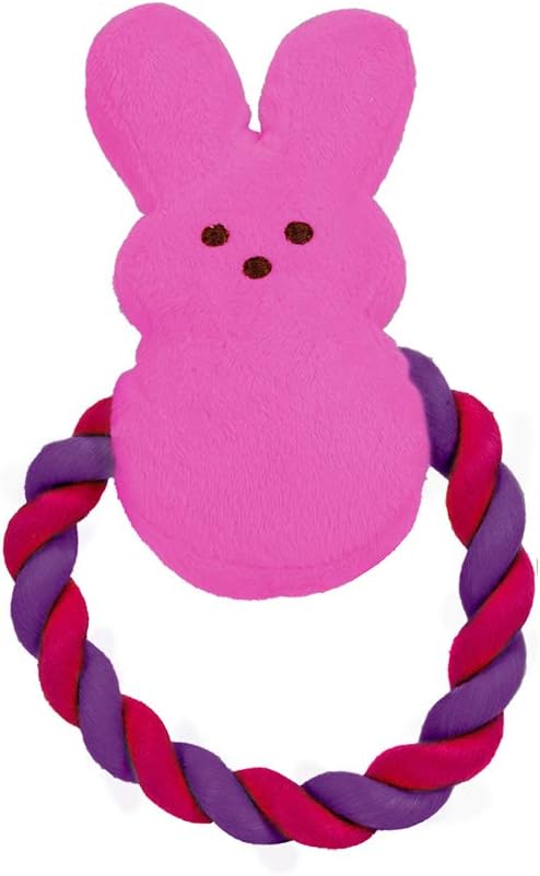 Plush Bunny Rope Pull Toy for Dogs | Peeps for Pets Squeaker Dog Toy, Pink/Purple, Dog Toy is a Fun and Cute Way to Entertain Your Pet