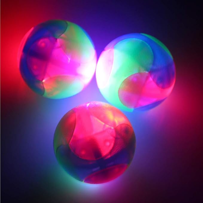 2 pcs Large Light Up Dog Balls Flashing Elastic Ball Bouncy Glow in The Dark Interactive Jumping Blinking Dog Ball Pet Toys for Golden Retriever,Labrador,Large Dogs