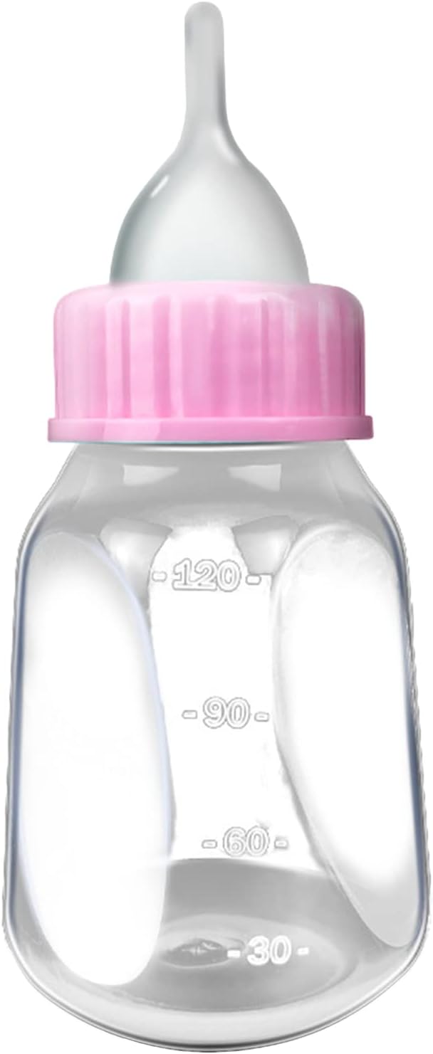 Pet Bottle 4 Oz Milk Water Dispenser Feeding Tools Nursing Kit, Nipple Brush Set, Suitable for Kittens, Puppies, Small Dogs, 120 ml/4 oz, Silicone, Gravity-Fed, Manual Intake Control