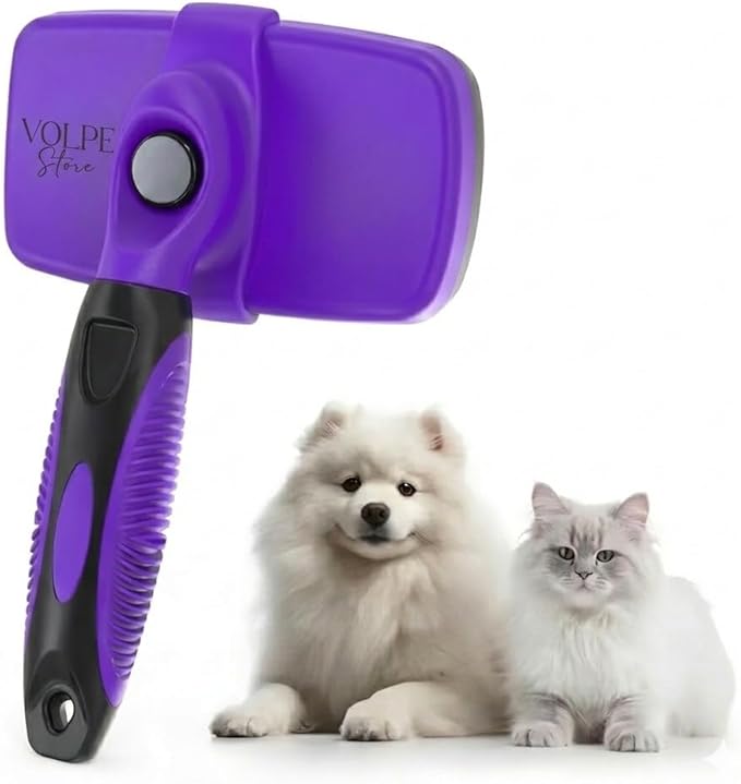 Volpe Cat Brush, Dog Brush, Cat Brushes for Indoor Cats, Easy to Clean, Dog Brush for Shedding, Dog Hair Remover, Deshedding Fur Removal,Purple