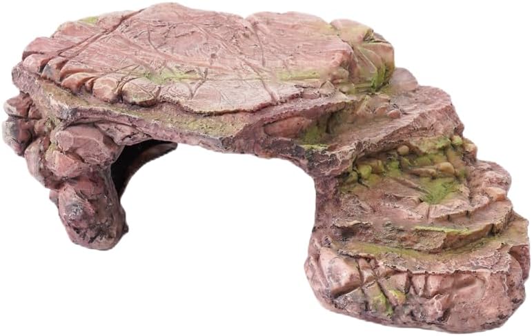 BIGWE Turtle Basking Platform for Aquarium Fish Tank,Designed for Aquatic Pets Such as Turtles, Reptiles, and Tortoises,Brown Small