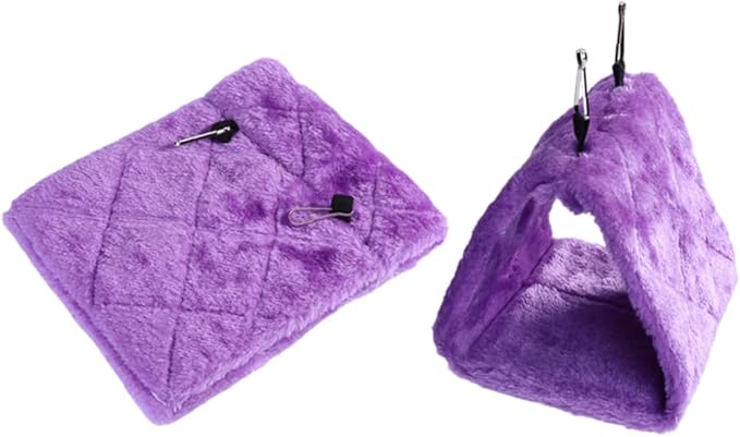 WOONEKY Adorable Parrot Hammock Small Plush Sleeping Bed for Birds Warm Hanging Hut for Bird Cage Encourages Exercise and Comfort