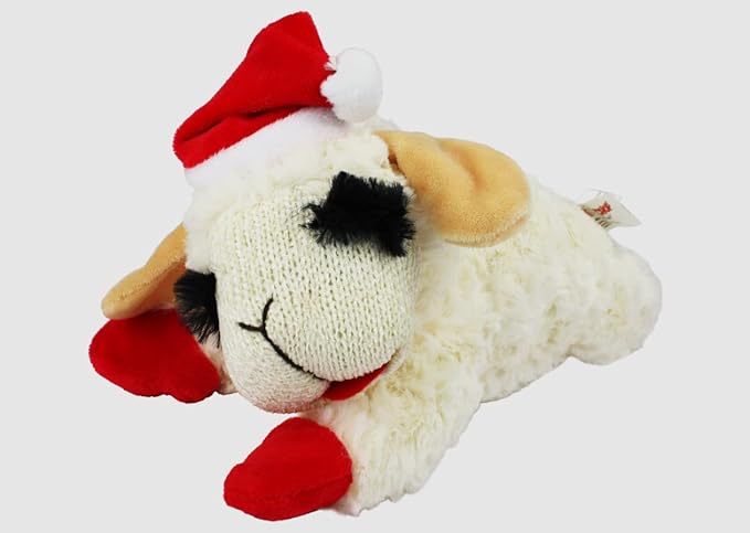 Lamb Chop Christmas Dog Toy with Santa Hat 6", 2 Pack