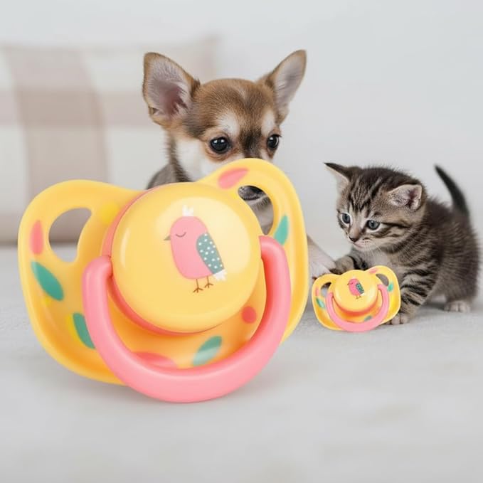 Pet Silicone Calming Pacifier, Dog Pacifiers for Small Dogs, Kitten Pacifiers, Puppy Teething Toys and Cat Chew Toys, Essential Pet Supplies, Puppy Essentials and Kitten Supplies (Chicks)