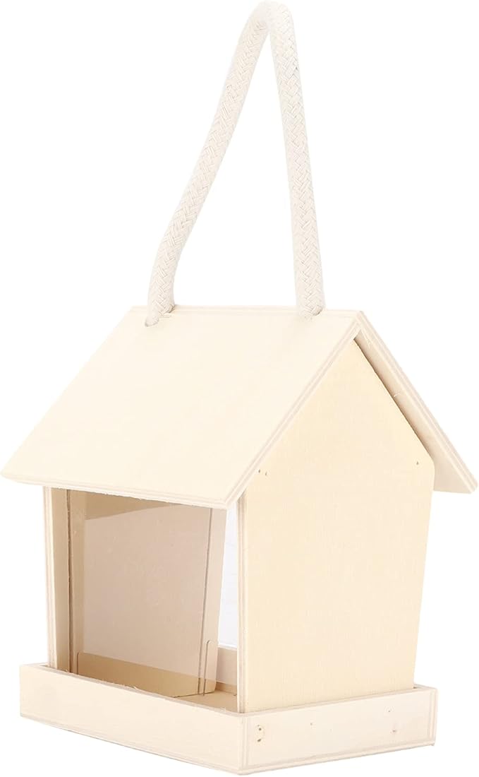 Bird Feeder Composite Wooden Board with Eaves Design for Easy Refill and Cleaning for Backyard Birding Supplies (Regular Square)