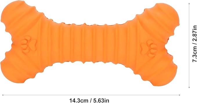 Pssopp Dog Bones Toy, Latex Squeaky Dog Toy,Pet Puppy Cat Squeaky Chewing Play Toys Bone Shaped Toys for Puppy (Orange)