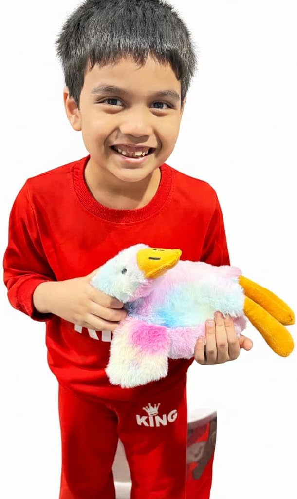 Colorful Duck Plush Toy for Dogs and Cats, 50cm Soft Anxiety Relief Pet Companion, Rainbow Multicolor