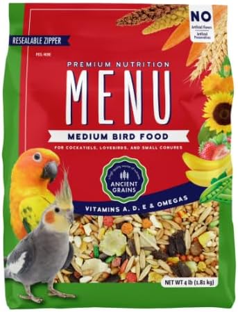 Menu Vitamin Food for Cockatiel, Lovebirds, and Small Consures, 4 lb