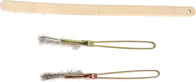 3Pcs Bird Cage Brush, Long Handle Cleaning Bamboo Stainless Brush, Pet Birdcages Steel Medium Hardness Tool Accessories for Small Animal