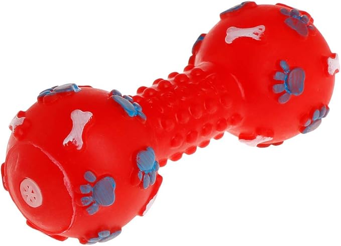 Rubber Barbell Soft Chew Bite Molar Teeth Toys Play Funny Footprint Bone Pet Cat Kitten Dog Puppy Products Interactive Dumbbell Toy