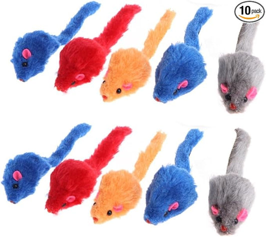10PCS Plush False Mice Cat Toys Sound Making Interactive Play Soft Material Random Colors for Indoor Cats Entertainment