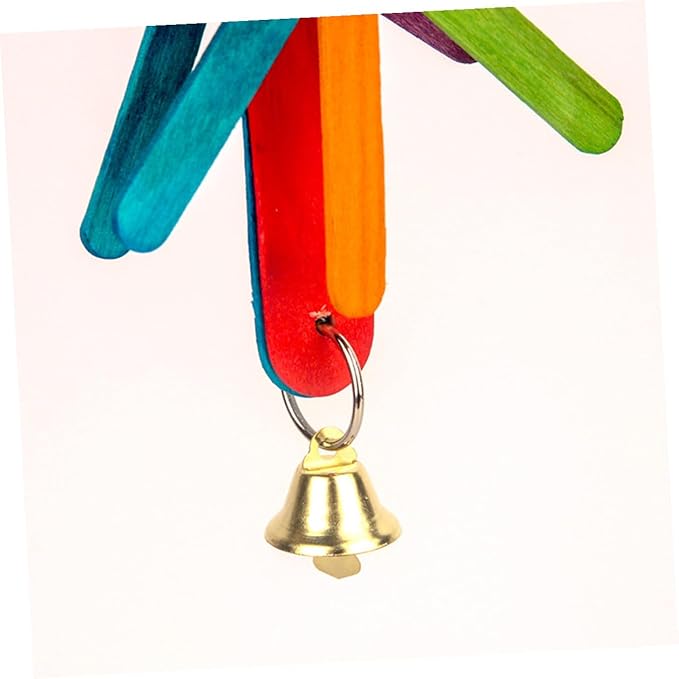 NUOBESTY 2pcs Parrot Bite and Hanging Chewing String with Colorful Block Beads, Sturdy Bird Cage Accessory for Teeth Grinding and Play, Suitable for Parakeets and Conures