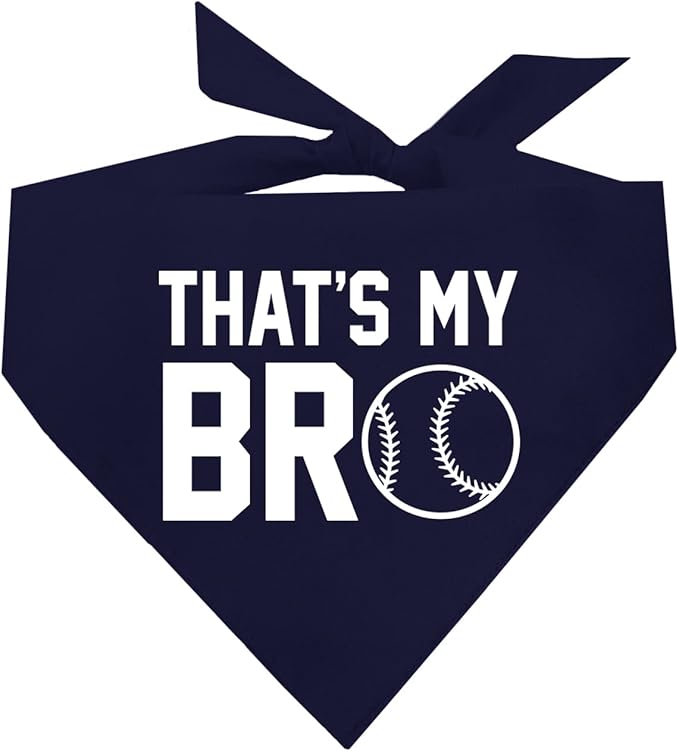 That's My Bro Dog Bandana | 100% Cotton Adjustable Triangle | Made in USA | Baseball| Sports | Biggest Fan | Game Day | Navy, One Size (535)