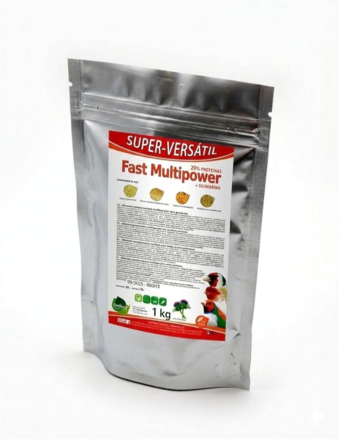 Fast Multipower is high in Protein and Fat, Excellent pet food, bird diet, bird, bird feeder, pigeon, canary and small bird, bird supplies, parrot food, bird seed, chicken feeder. 1Kg